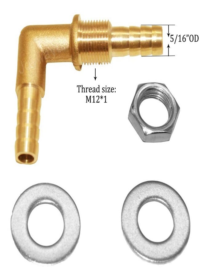 Joywayus 5/16 x 5/16 Hose Barb Thru-Bulk Head Hex Union 90 Degree L Right Angle Elbow Barbed Brass Fitting with Flat Washer Gasket Water/Fuel/Air - Image 5